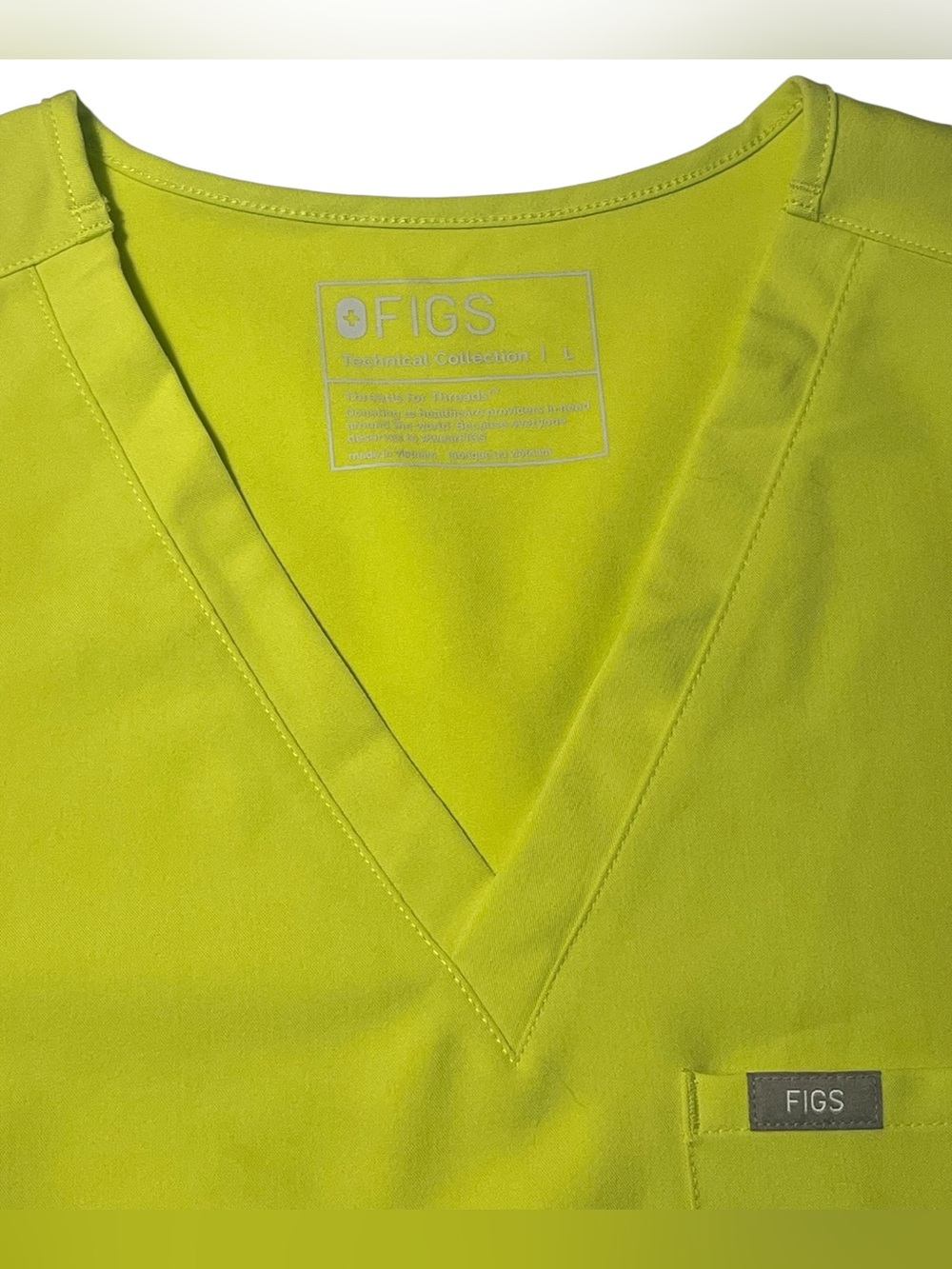 SOLD💛💚FIGS Catarina One-Pocket Scrub Top Limited edition color-Citrine Large EUC - Picture 2 of 8